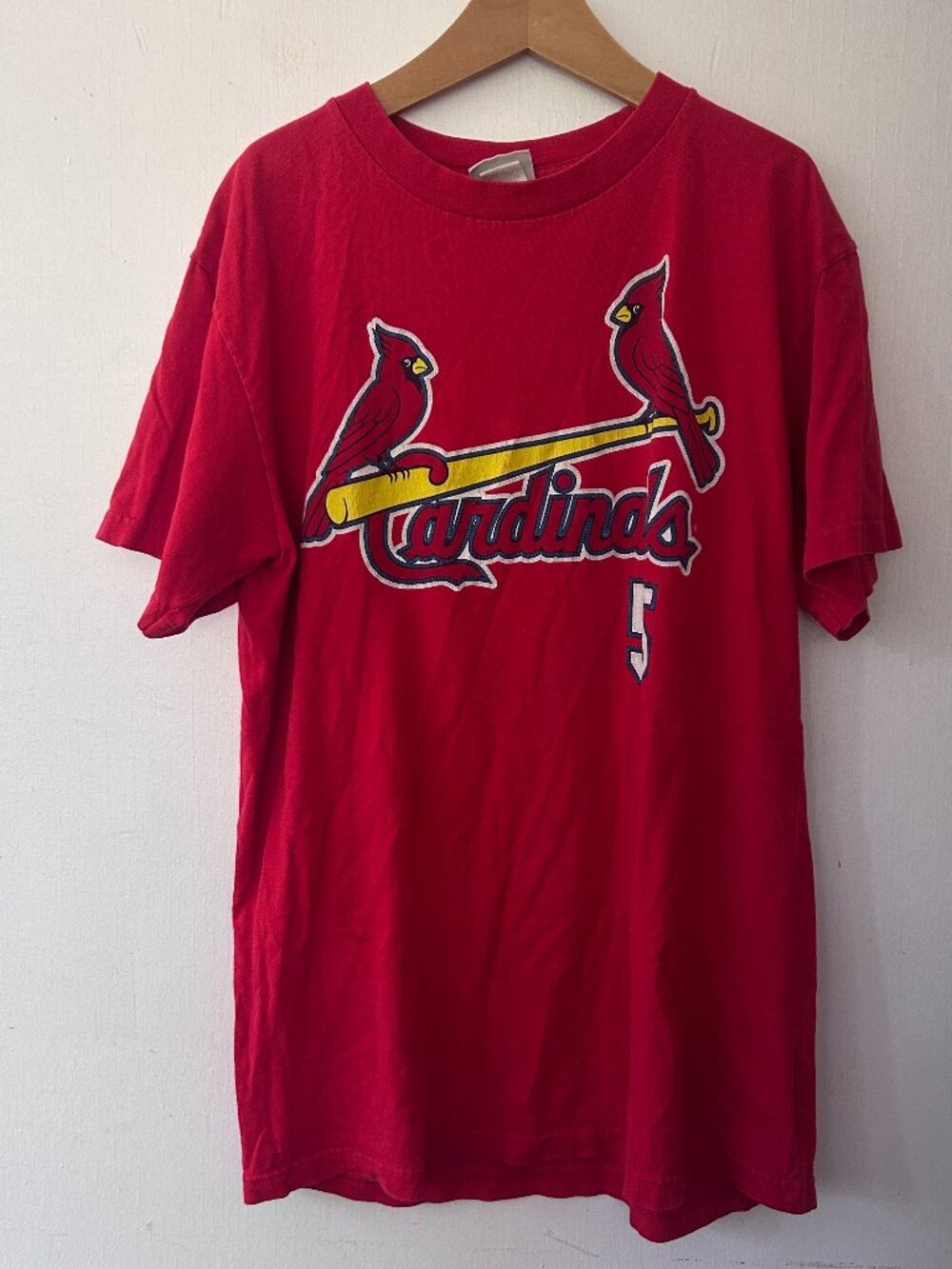 St. Louis Cardinals T-shirt Mens Medium Red Lee Sports VTG Albert Pujols #5